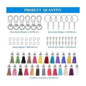 Keychain Tassles Cridoz 300pcs Bulk Keychains Ring Set