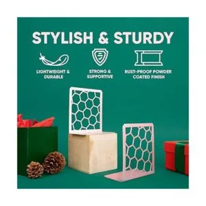 Sujetalibros geométricos de panal rosa de alta calidad_2