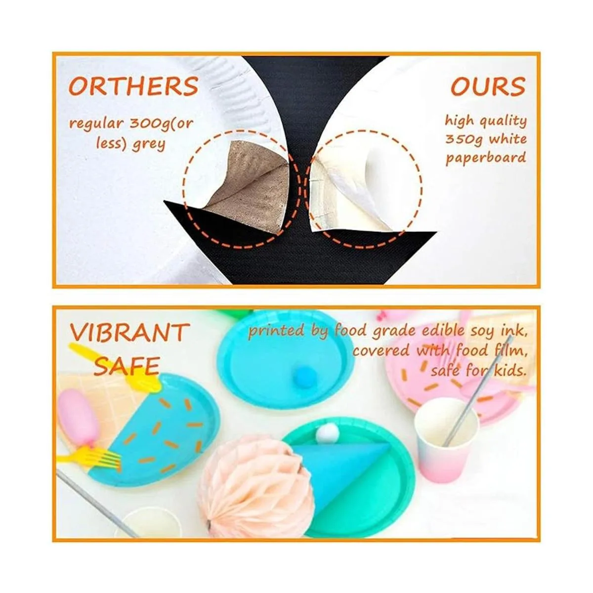 48 platos de fiesta de helado platos de papel desechables