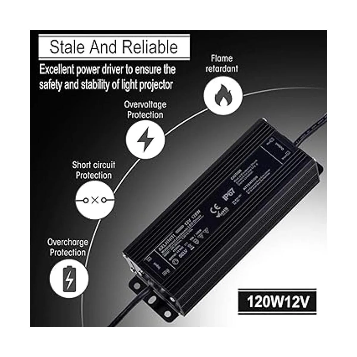 LED Driver 120W 12V DC salida de bajo voltaje impermeable