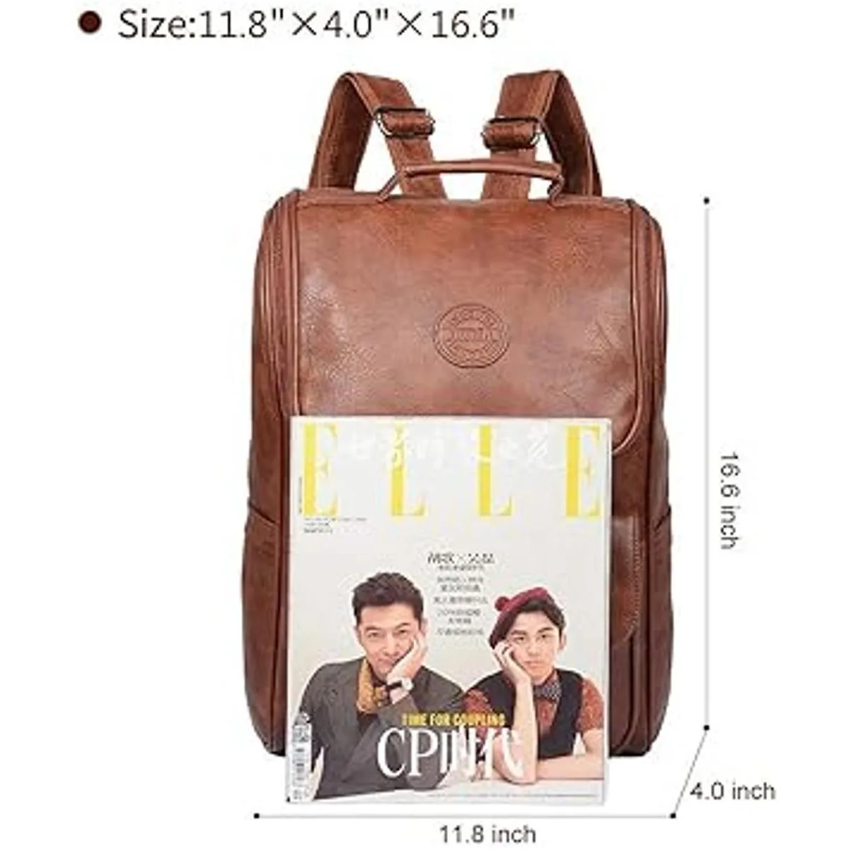 Mochila de piel vegana delgada vintage portátil para