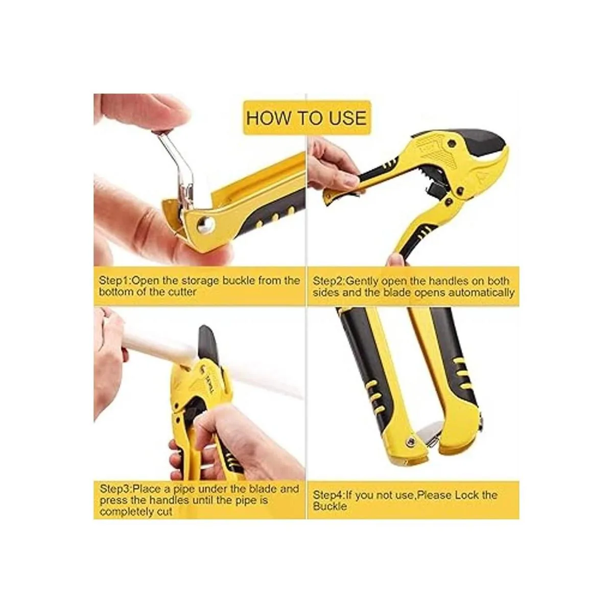 DEWILL Cortador de tuberías y PVC de tipo trinquete con_6