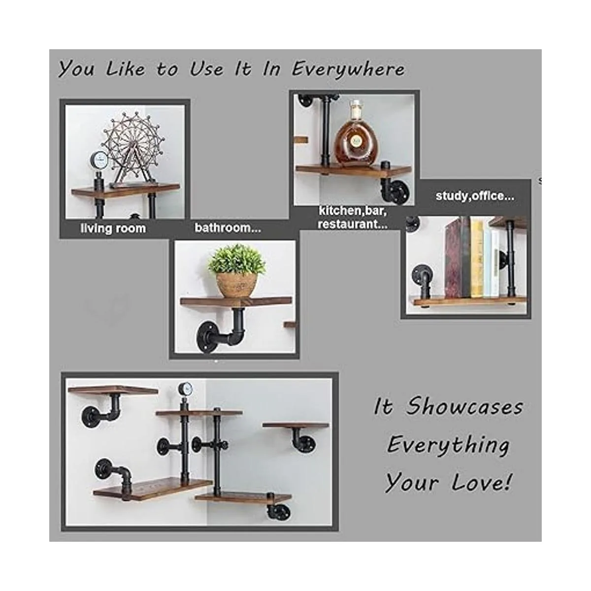 Estantería flotante industrial de madera moderna y rústica_2