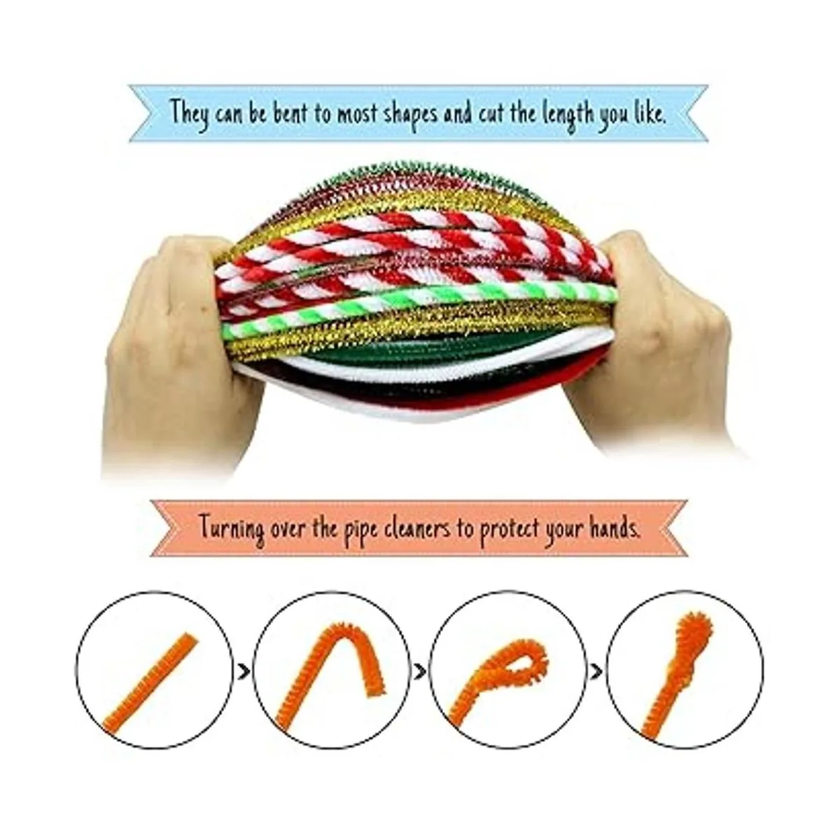 Juego de 500 limpiadores de tuberías de Navidad incluye