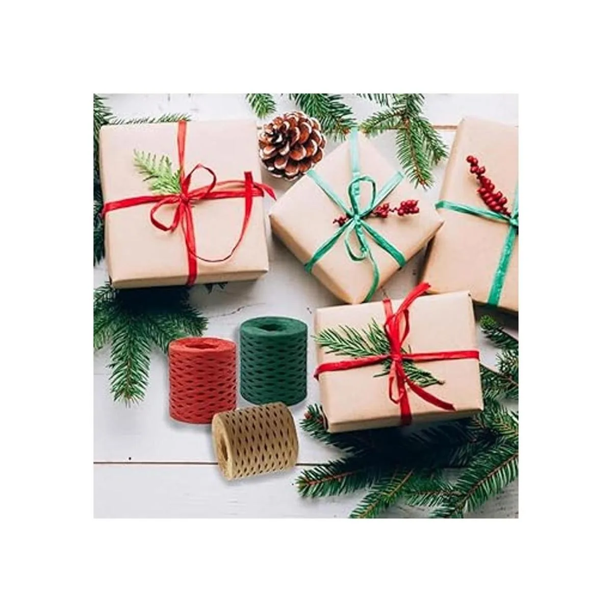 Cinta de rafia para envolver regalos 4 rollos de cinta de