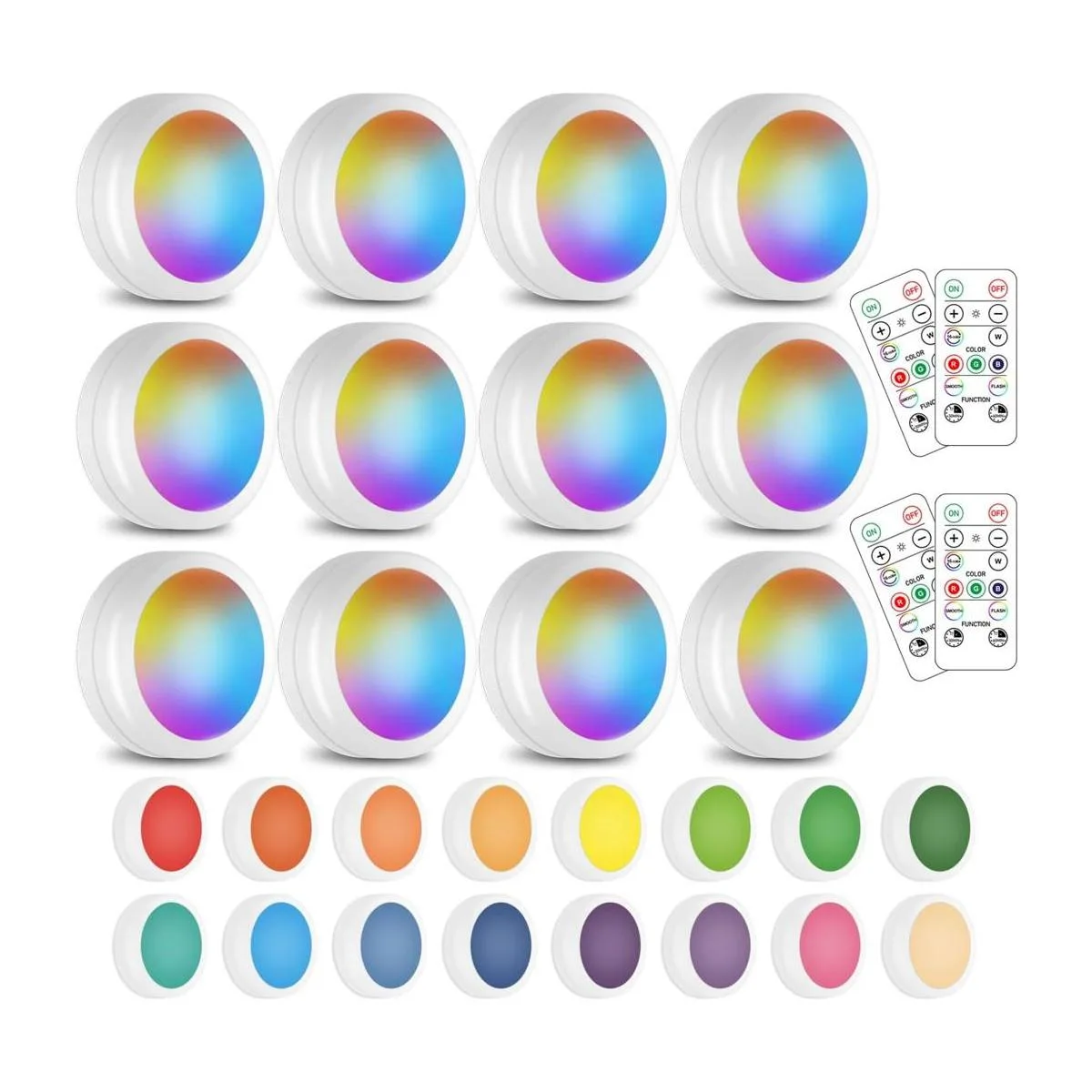 Paquete de 12 luces LED inalámbricas que cambian de color_1