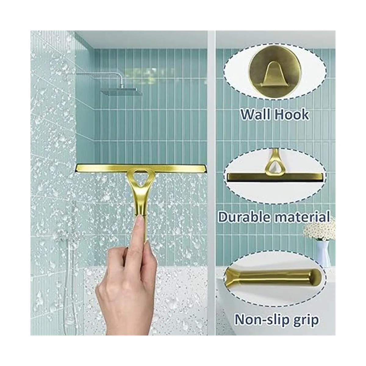 HomDSim Escobilla de ducha de acero inoxidable multiusos