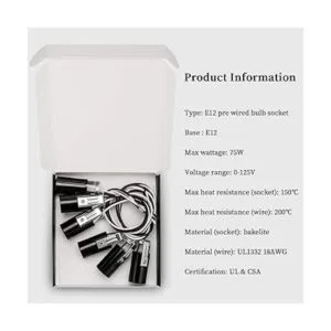 DiCUNO Soporte de lámpara E12 con cable de 8 pulgadas