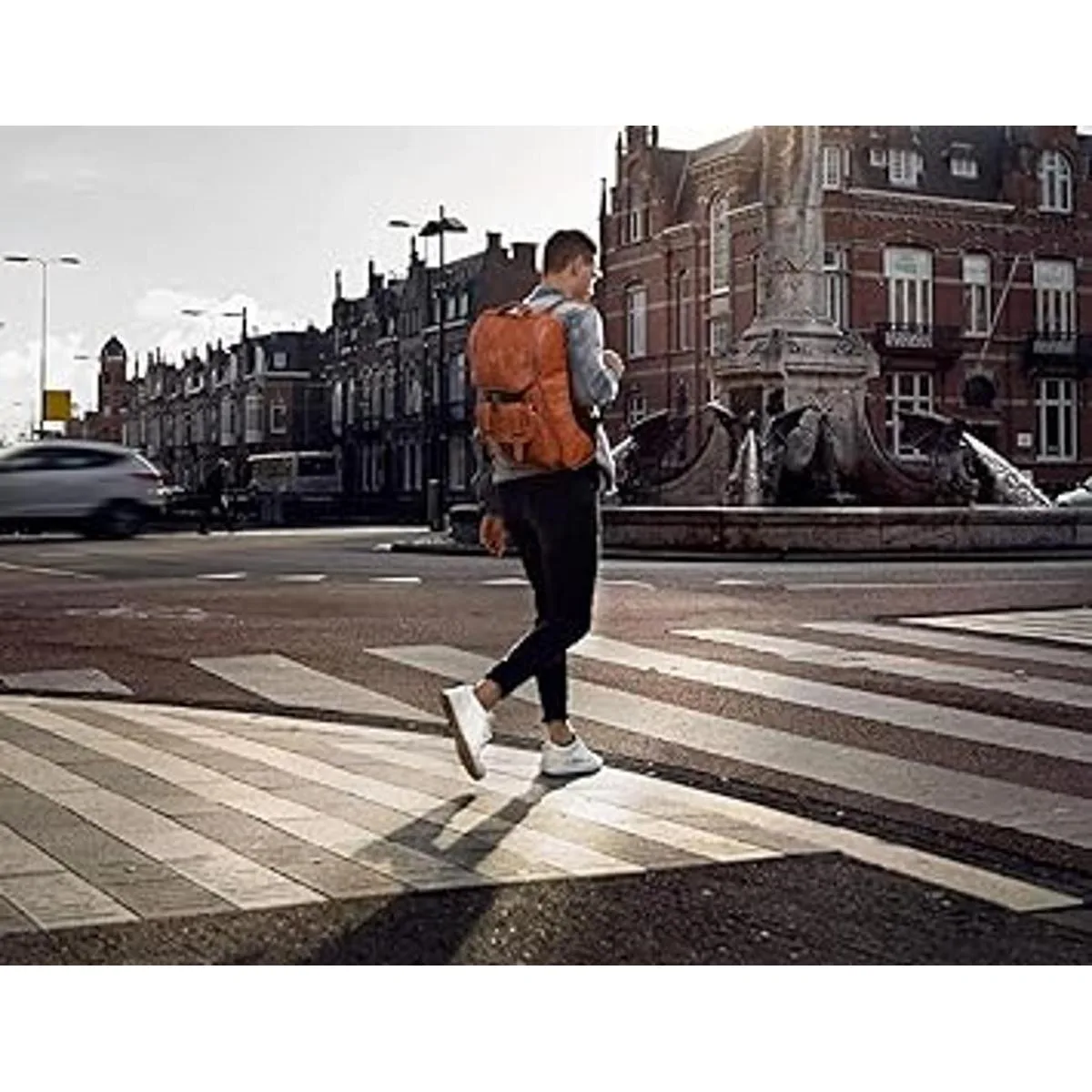 Mochila de piel vegana delgada vintage portátil para