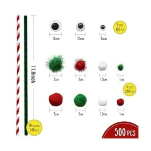 Juego de 500 limpiadores de tuberías de Navidad incluye