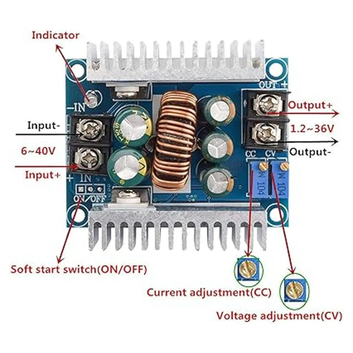 Diymore 2 unidades 20A 300W CC CV módulo de paso hacia_2