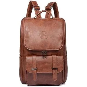 Mochila de piel vegana delgada vintage portátil para