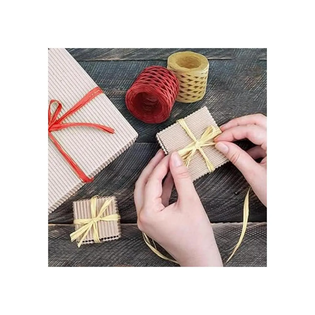 Cinta de rafia para envolver regalos 4 rollos de cinta de