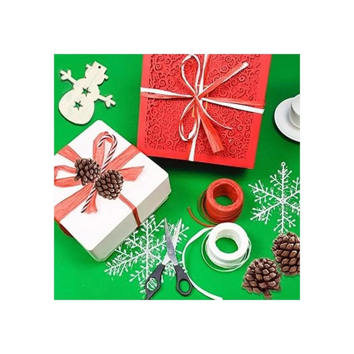 Cinta de rafia para envolver regalos 4 rollos de cinta de