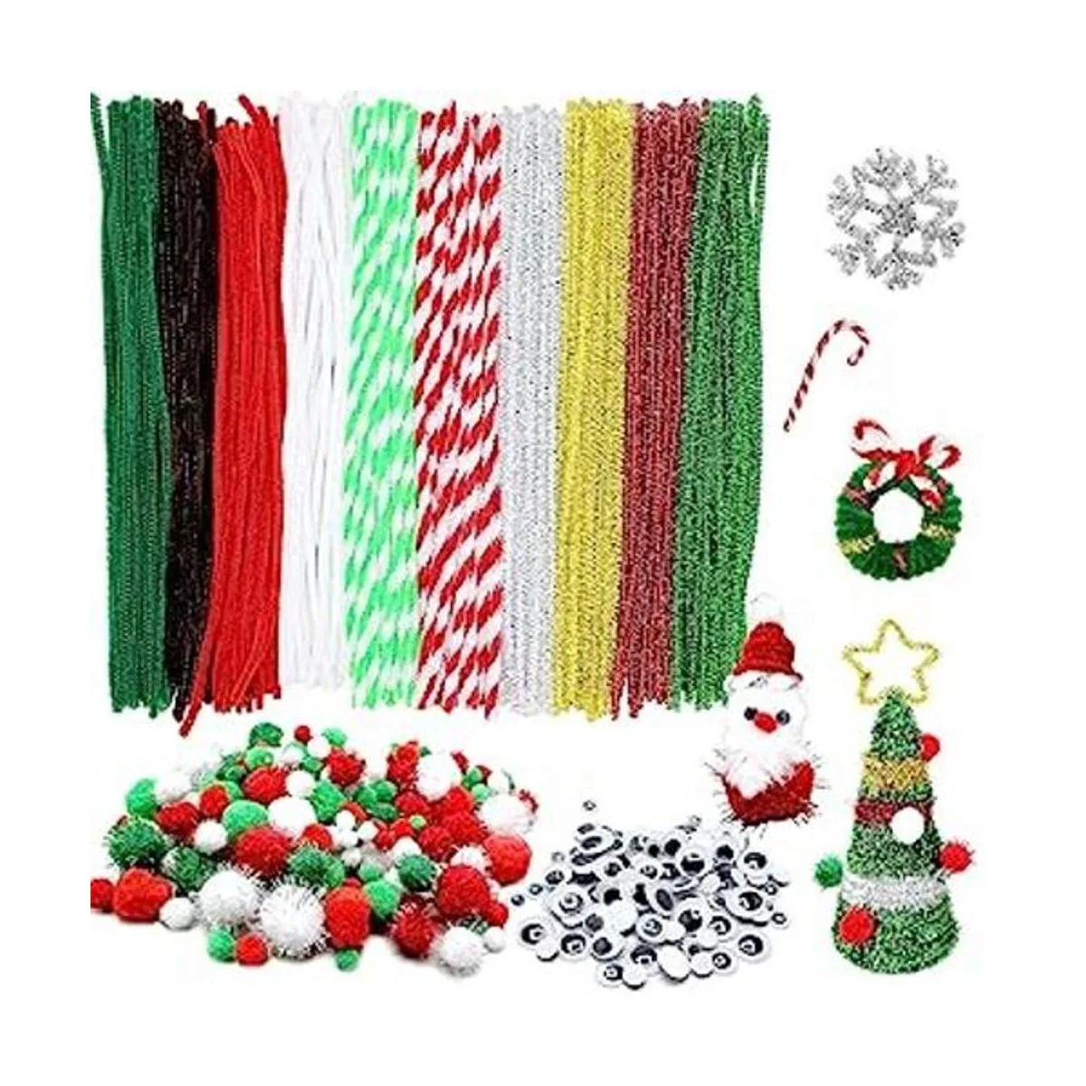 Juego de 500 limpiadores de tuberías de Navidad incluye