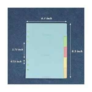 AUEAR 3 paquetes de tamaño A5 6 agujeros anillo divisor