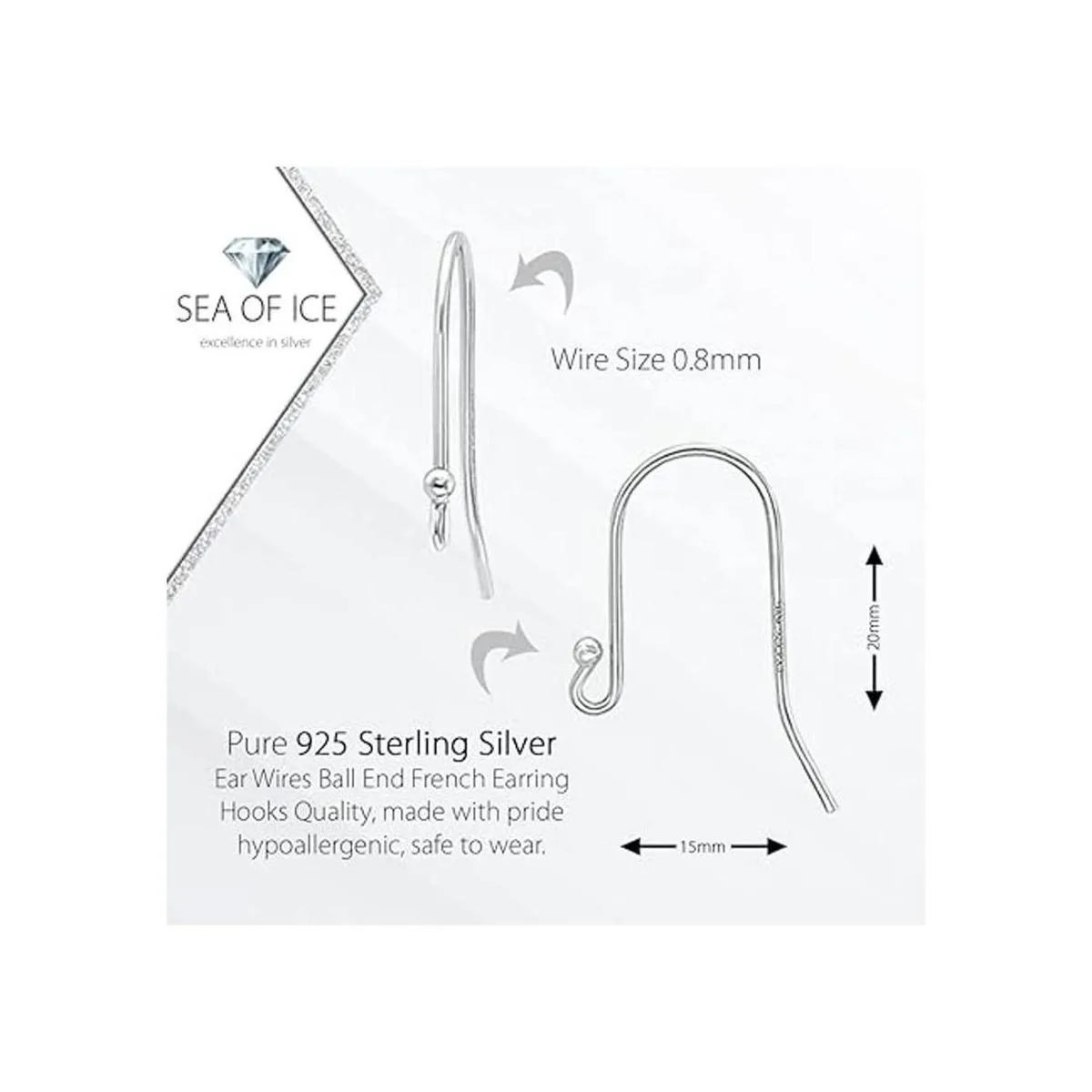 Sea of Ice Alambres de plata de ley 925 con extremo de_2