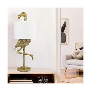 Creative Coop Lámpara de mesa de pantalla blanca 32