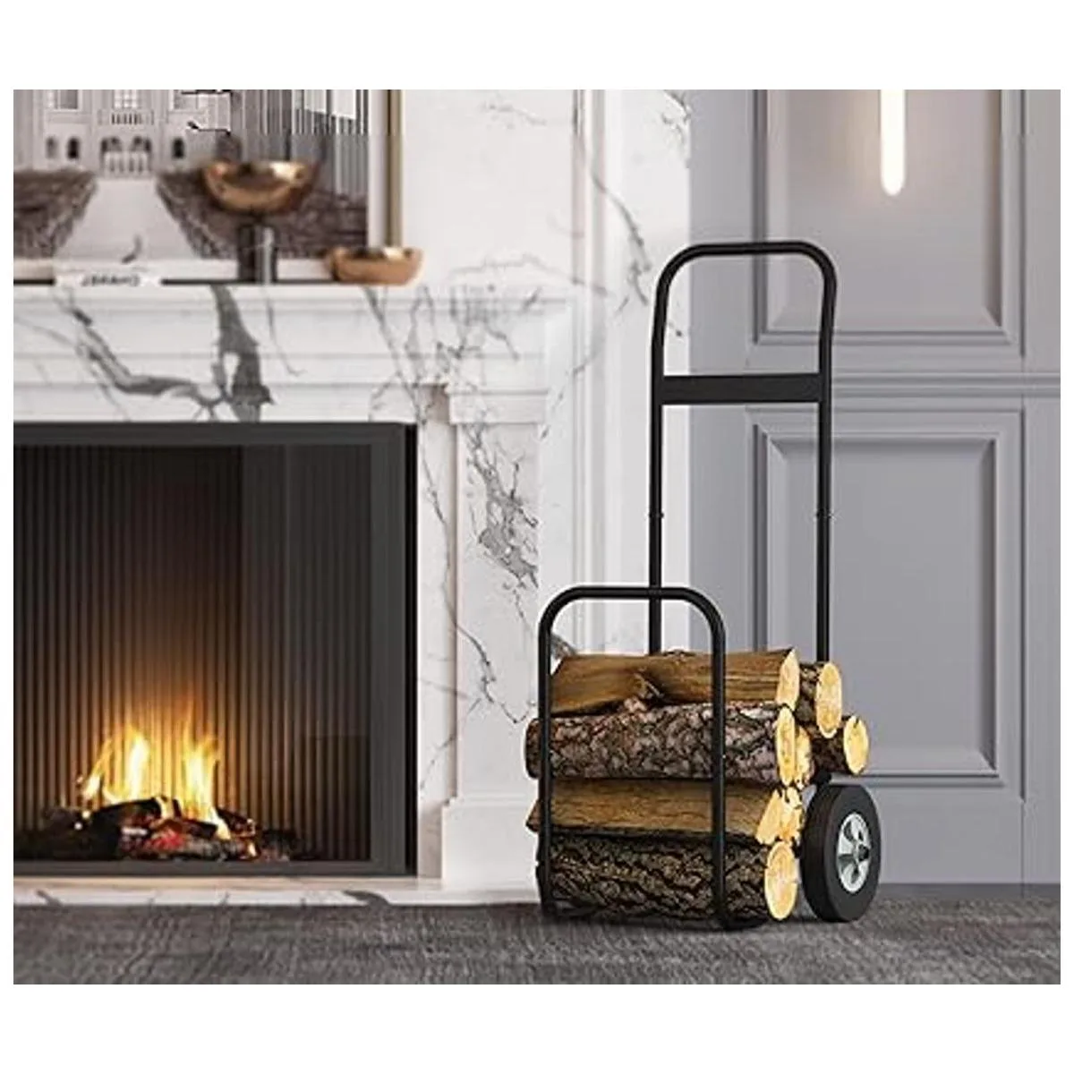 Fire Beauty Firewood Log Cart Carrier Outdoor and Indoor