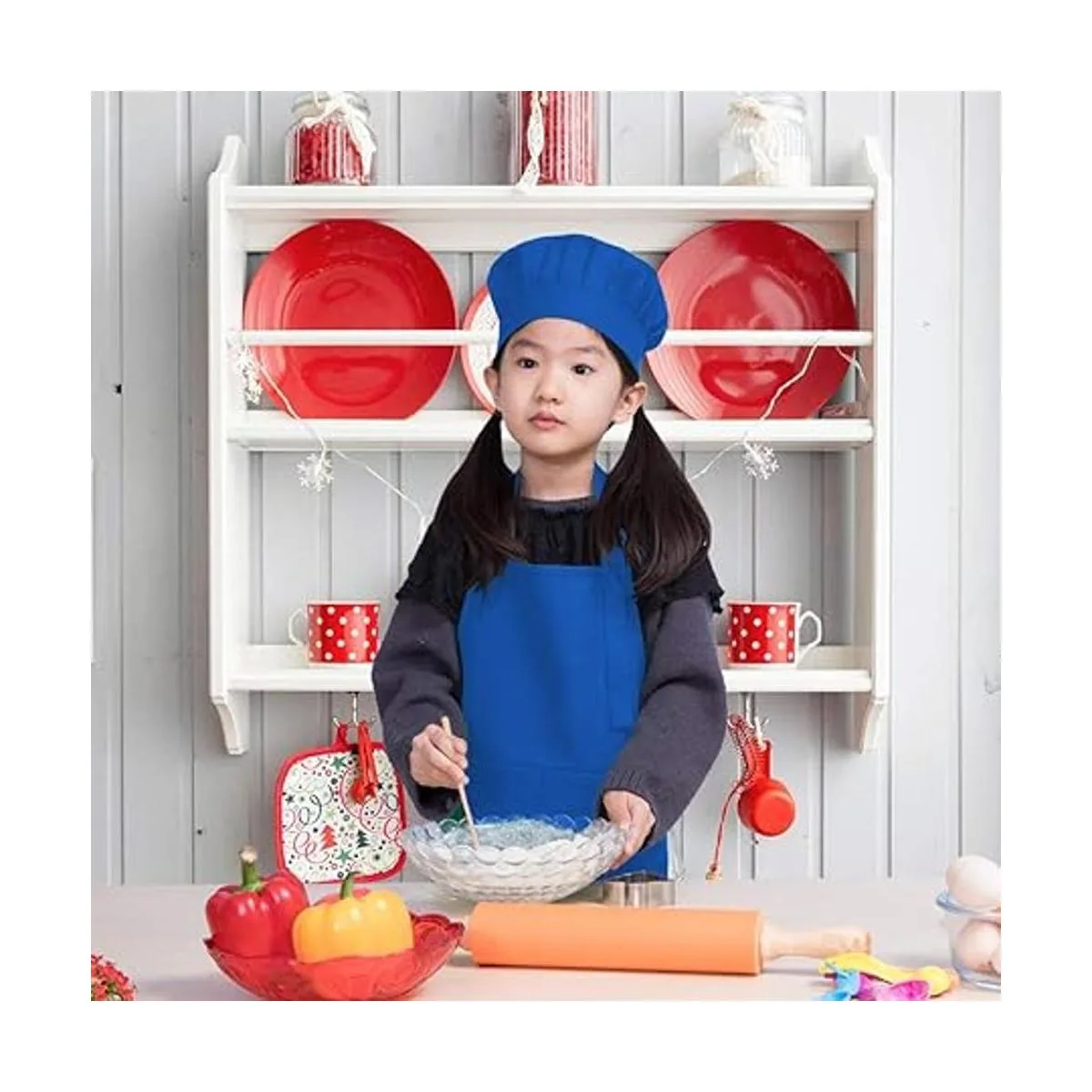 Juego de delantal y gorro de chef Alipobo para niños