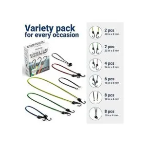 Bungee Cords Heavy Duty Outdoor with Hooks Premium Grade