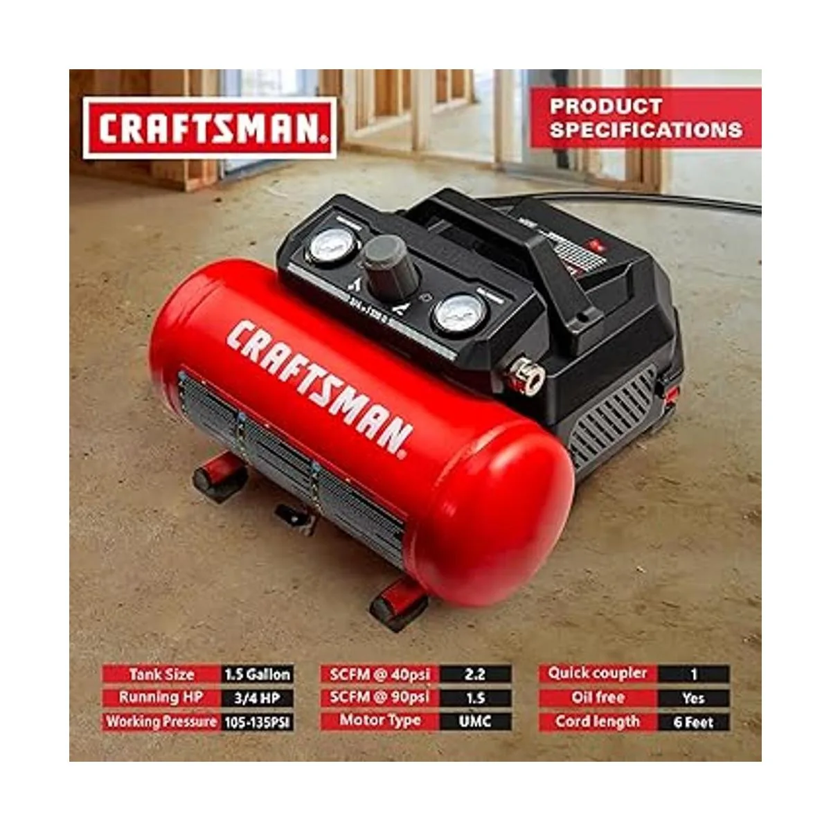 Craftsman Compresor de aire portátil de 34 HP de 1.5_3