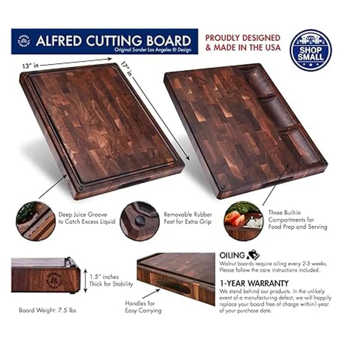 Gran tabla de cortar de madera gruesa multiusos_2