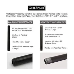 GeilSpace tubería de metal gris precortada resistente de