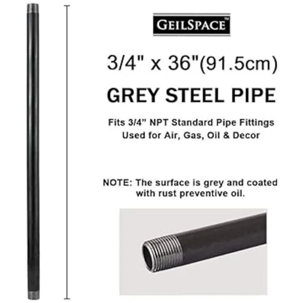 GeilSpace tubería de metal gris precortada resistente de