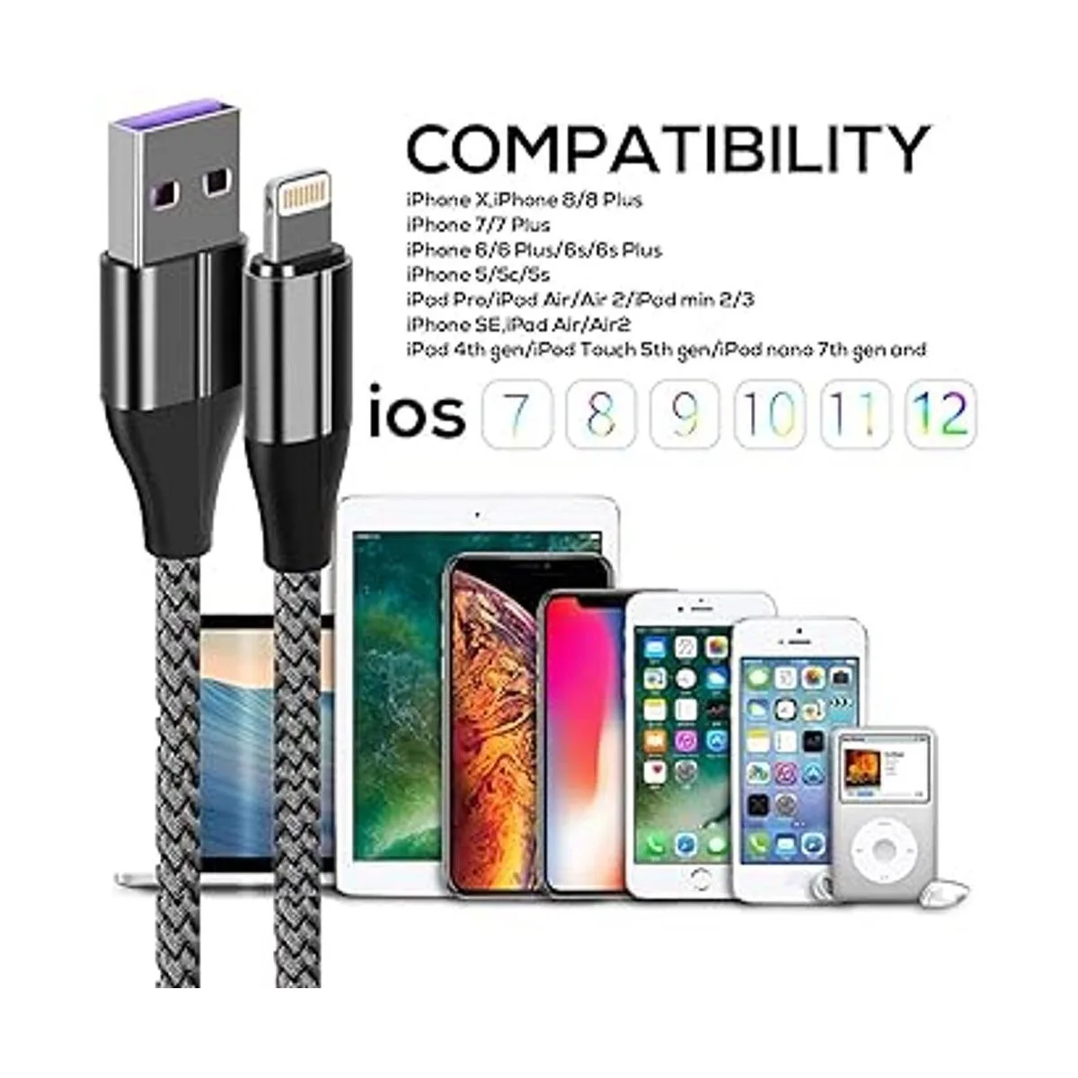 Cable cargador plateado para iPhone_3