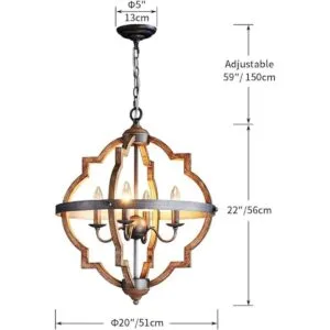 Saint Mossi 4Lights Wooden Finish Farmhouse Chandelier_2