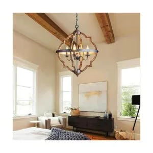 Saint Mossi 4Lights Wooden Finish Farmhouse Chandelier_4