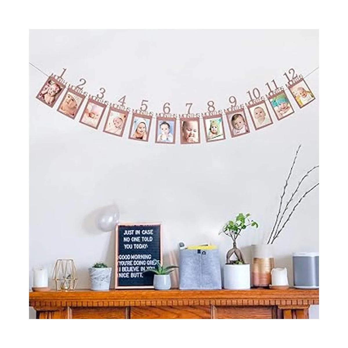 Banner de fotos de 12 meses para el primer cumpleaños oro_5