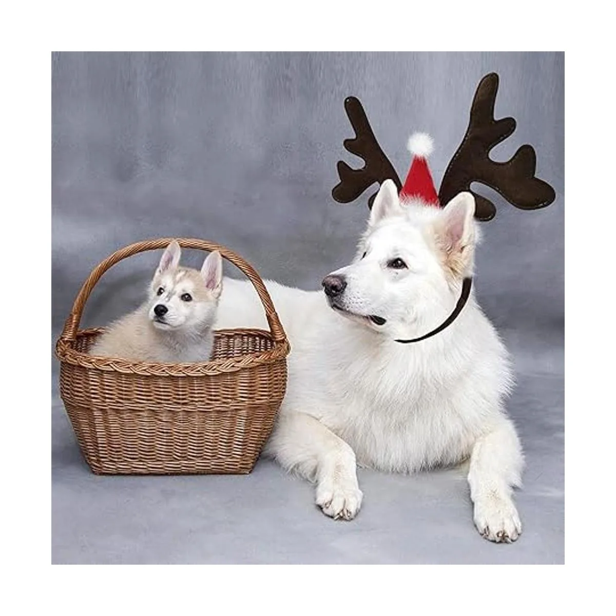 KUDES Diadema clásica de cuernos de reno de Navidad para_3