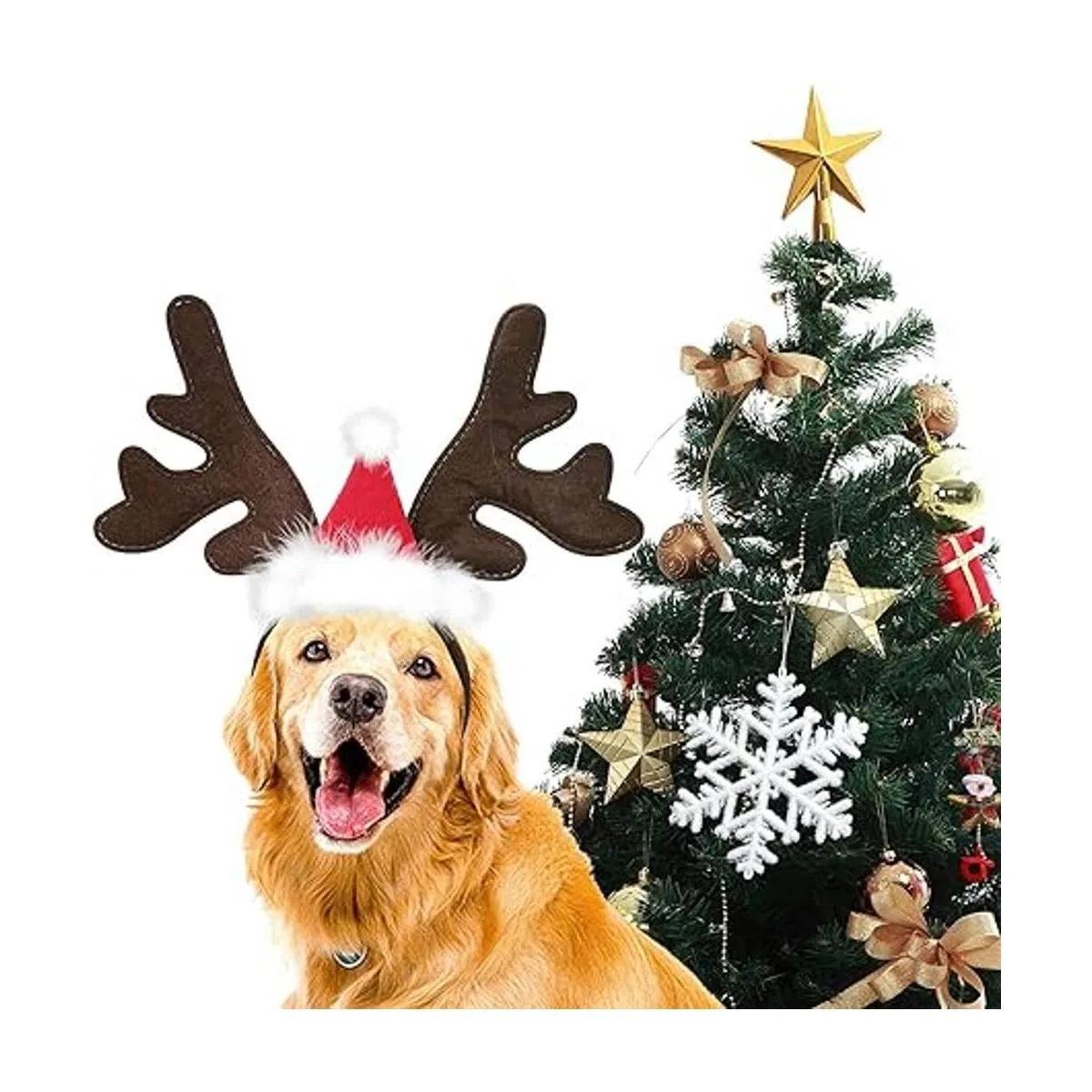 KUDES Diadema clásica de cuernos de reno de Navidad para_2