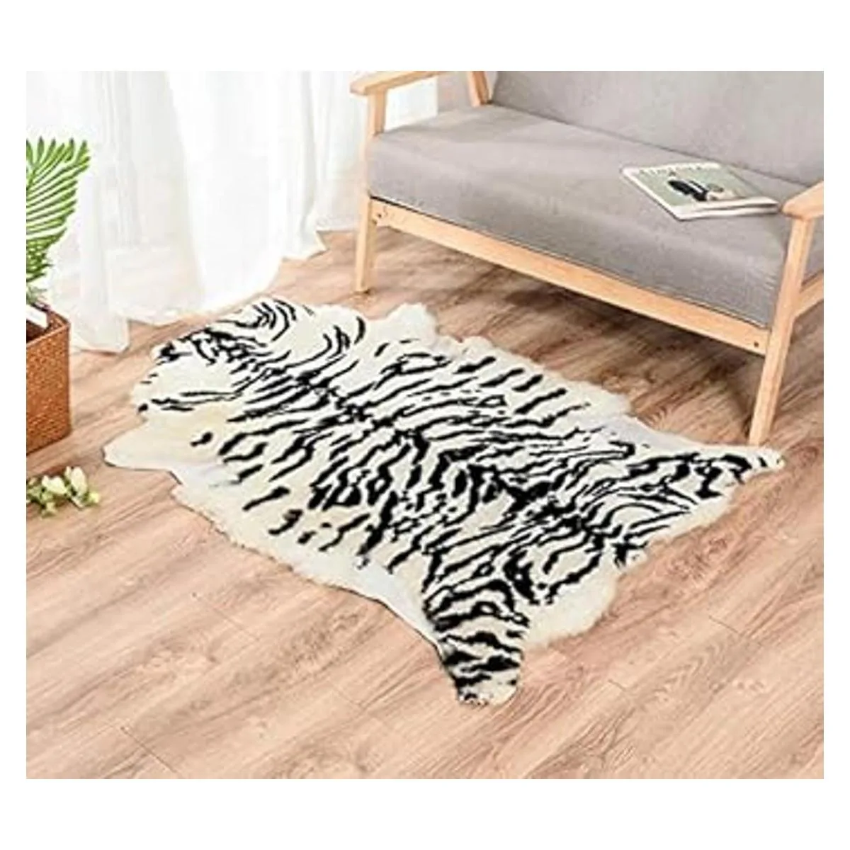 Alfombra con estampado de animales. Tigre blanco