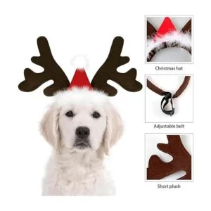 KUDES Diadema clásica de cuernos de reno de Navidad para_5