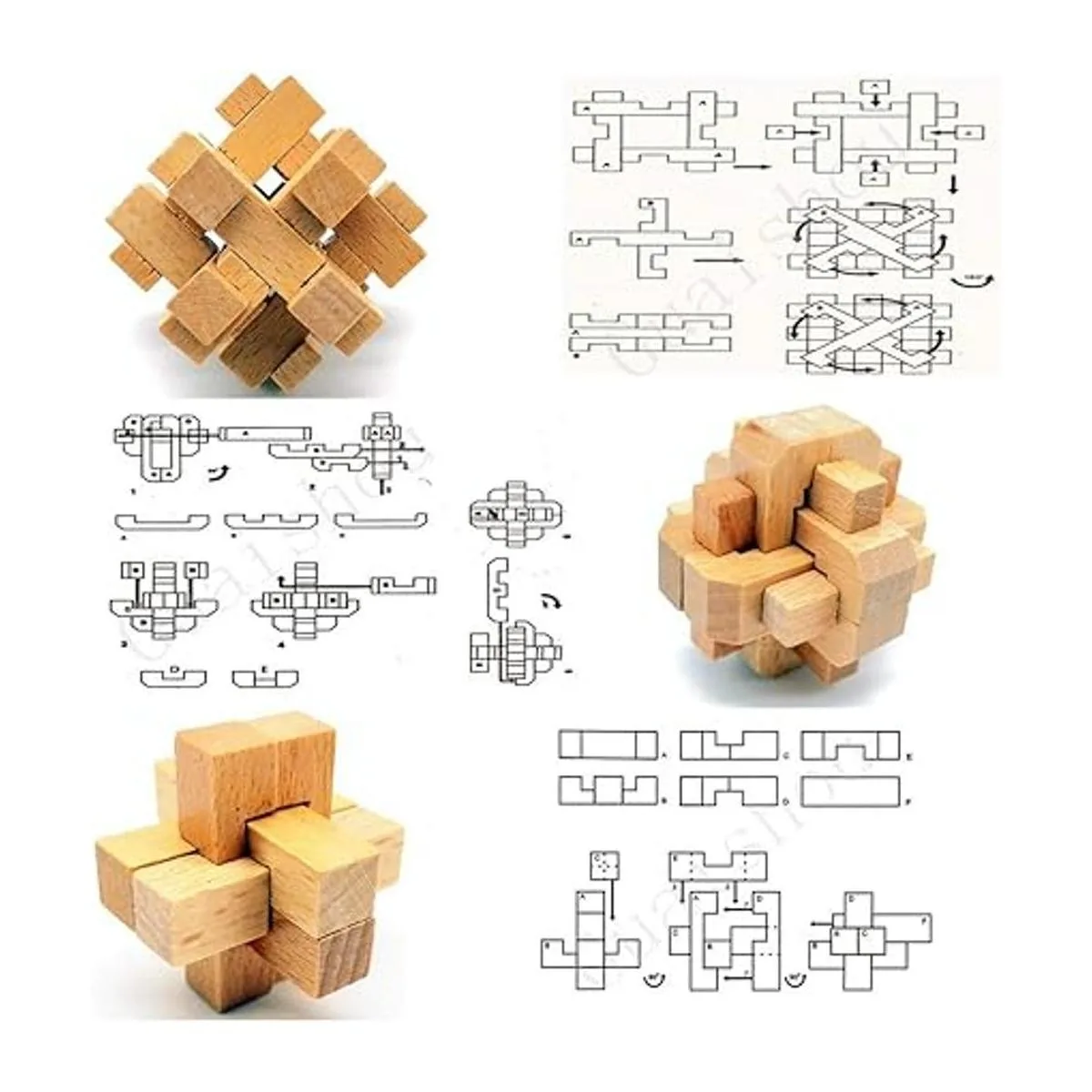 Guaishou 10 en uno 3D pequeños rompecabezas de madera_5