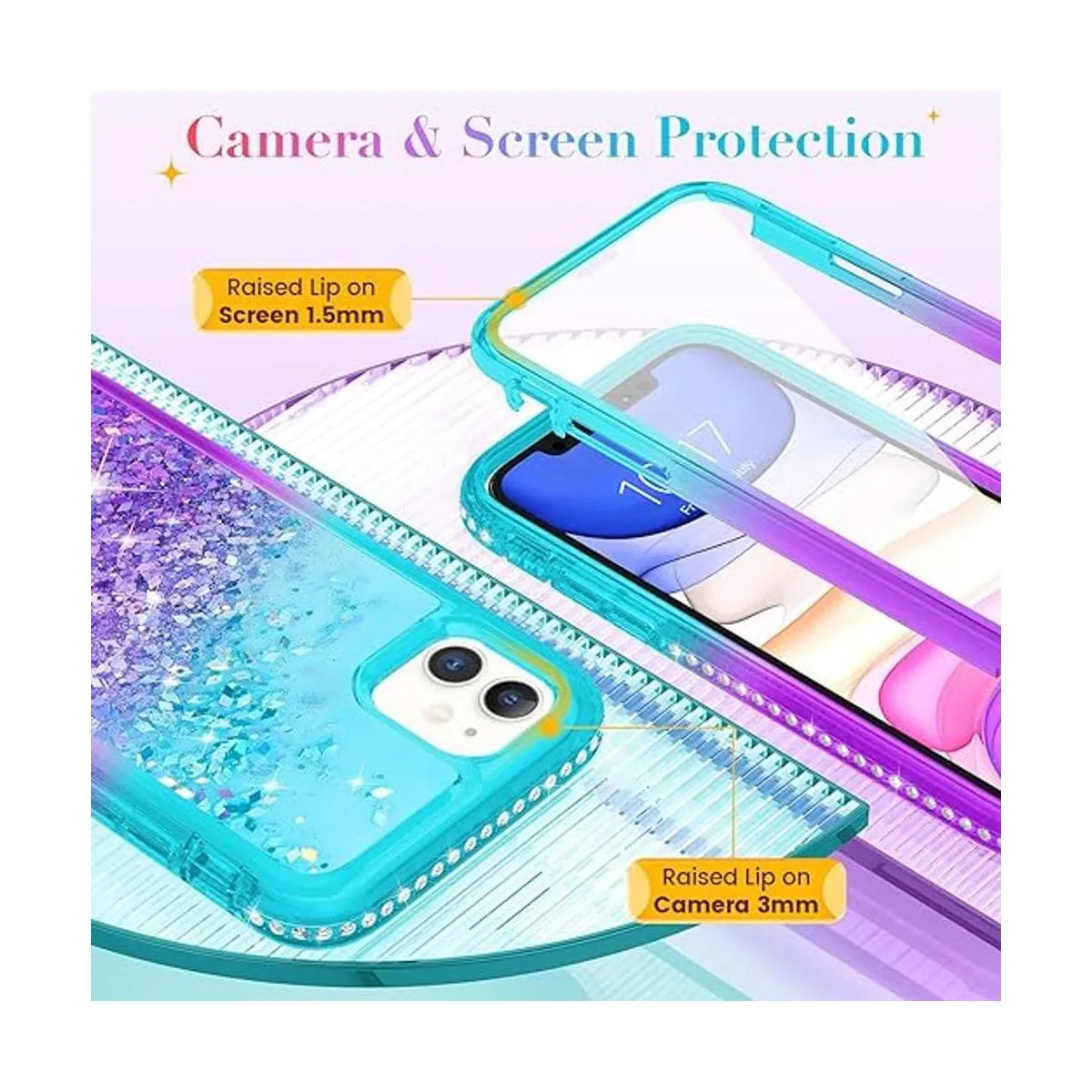 Ruky Funda para iPhone 11 iPhone 11 con purpurina funda_5