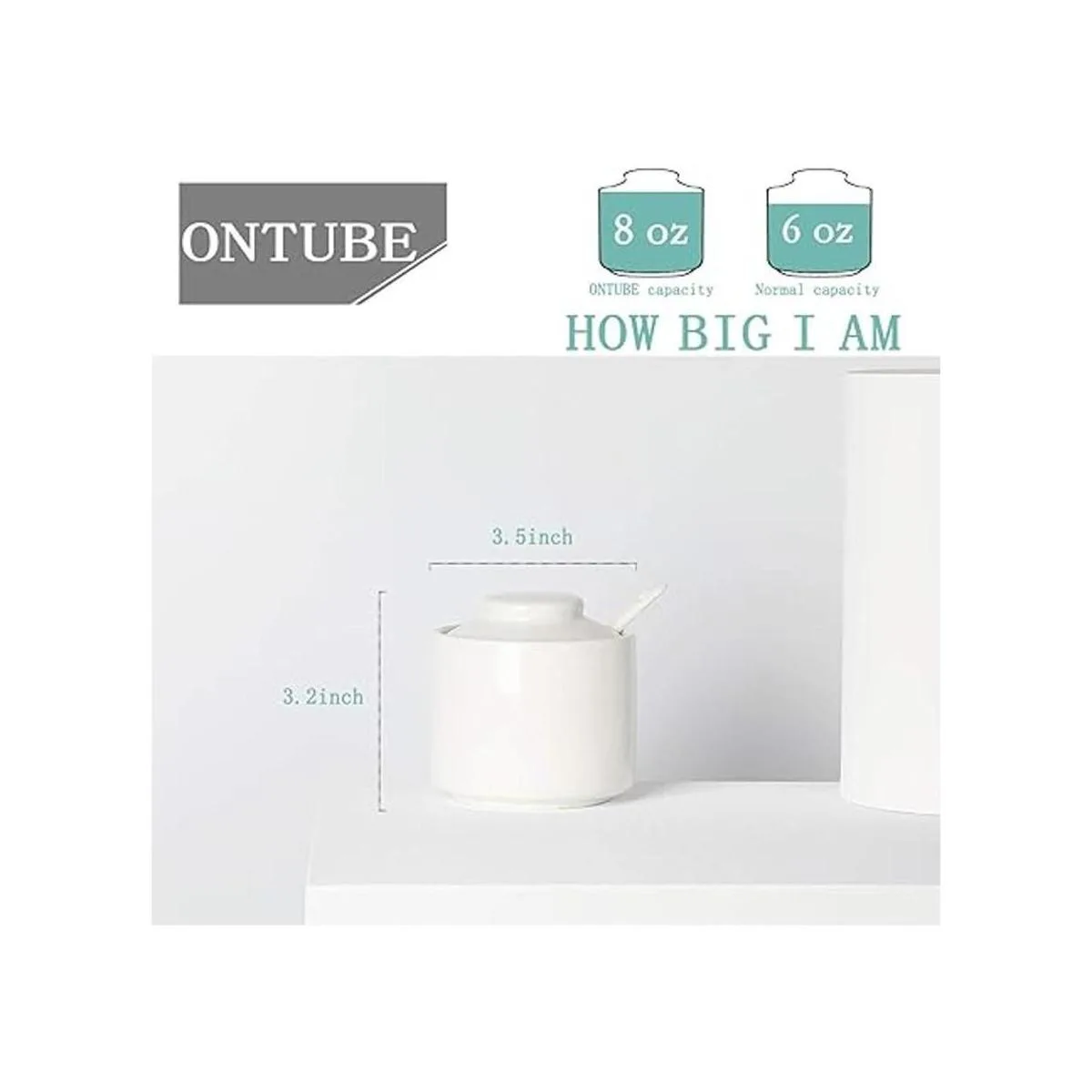 ONTUBE Azúcar de cerámica con tapa y cuchara caja de_2