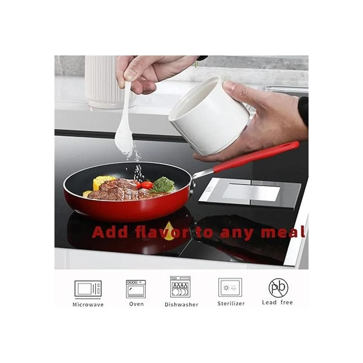 ONTUBE Azúcar de cerámica con tapa y cuchara caja de_3