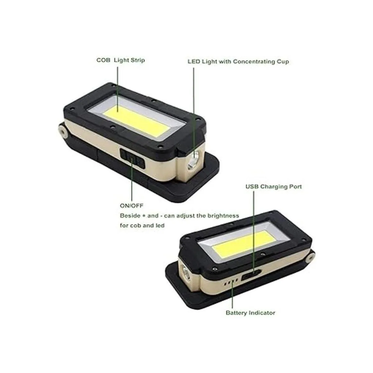 Luz de trabajo magnética LED recargable portátil linterna