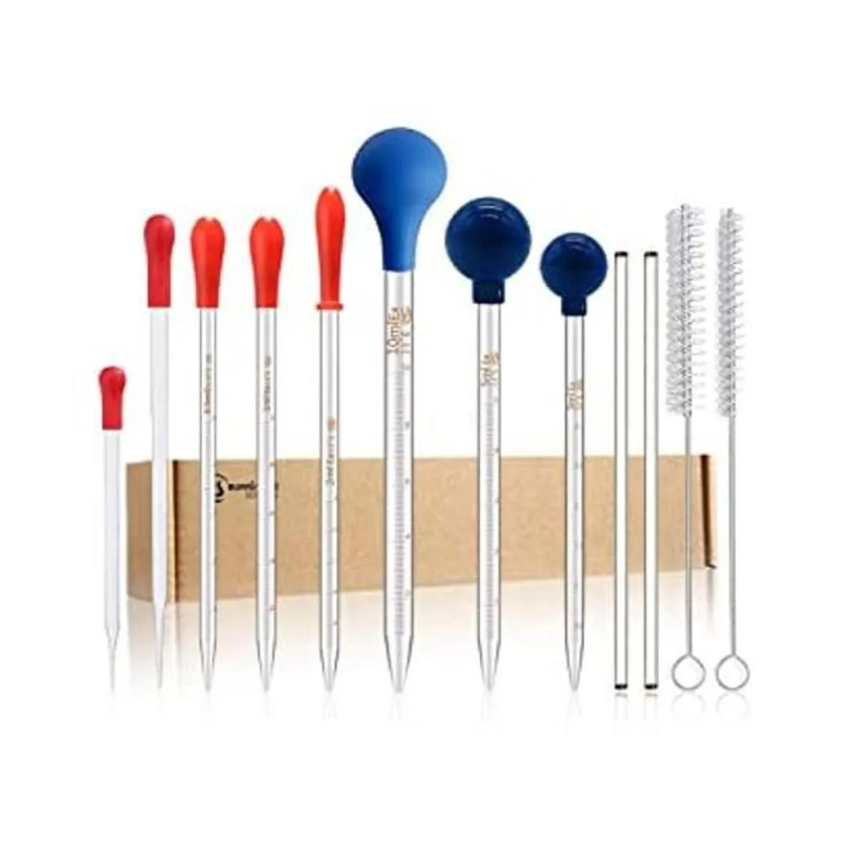 8 pipetas goteras graduadas de vidrio grueso de 0.0 fl oz_1