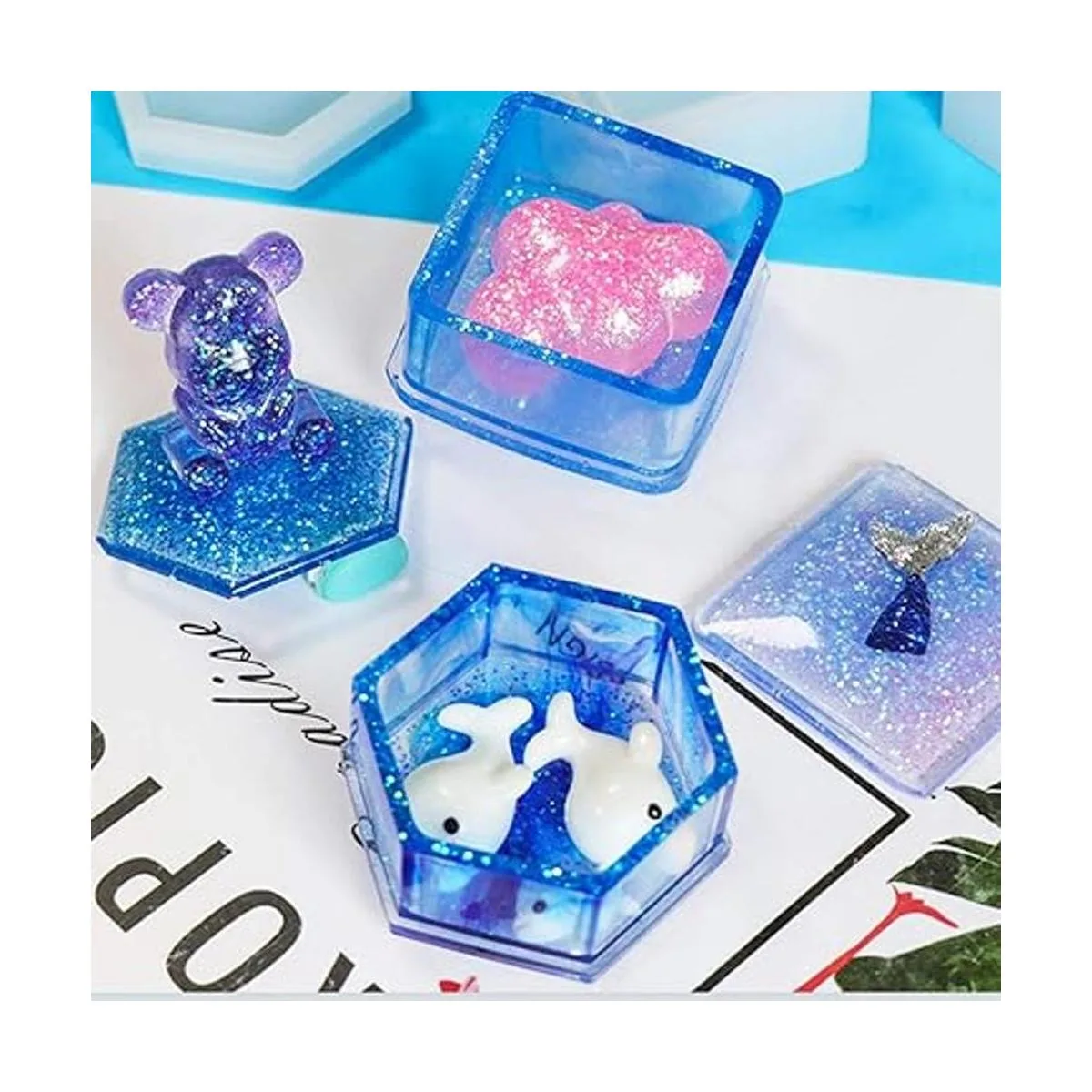 Molde de resina de silicona DIY 5 contenedores de forma