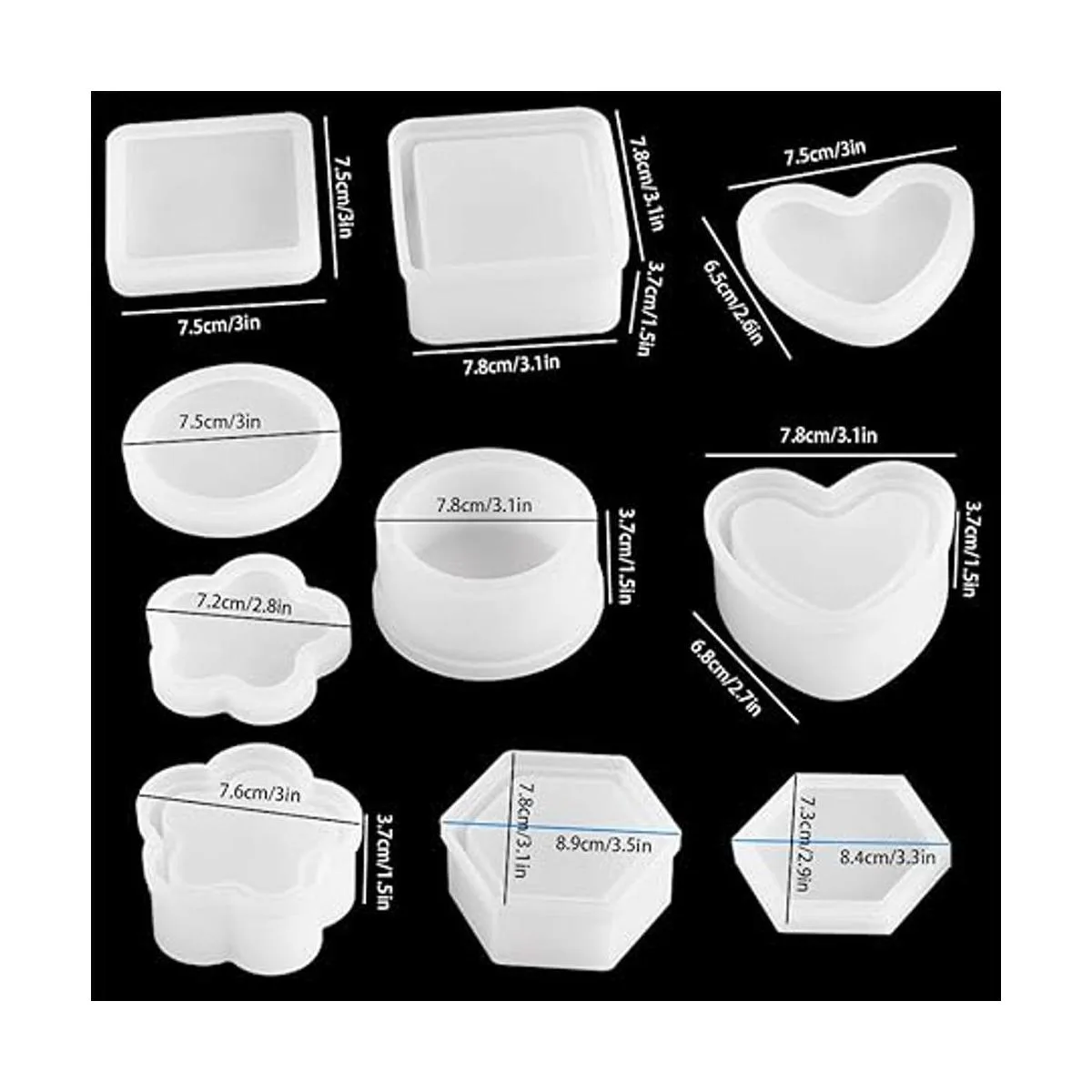 Molde de resina de silicona DIY 5 contenedores de forma