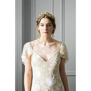 HIPIHOM Diosa griega Corona nupcial Hoja Dorada Diadema_5