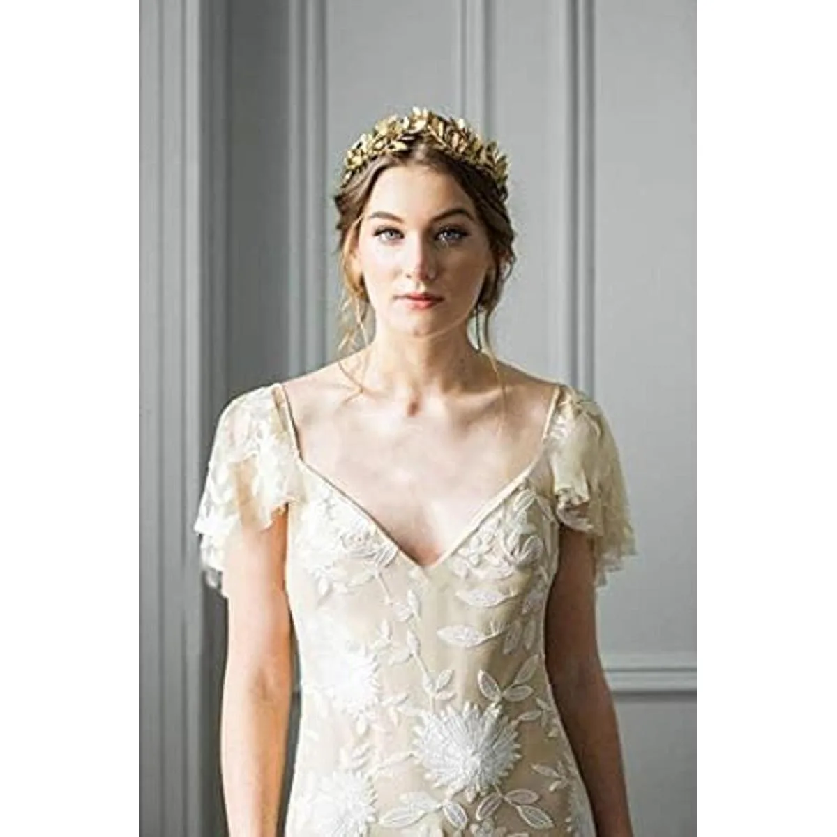 HIPIHOM Diosa griega Corona nupcial Hoja Dorada Diadema_5