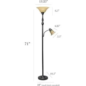 Elegant Designs LF2003RBA Lámpara de pie con 2 luces para_3