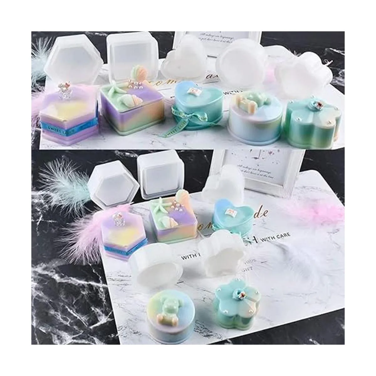 Molde de resina de silicona DIY 5 contenedores de forma