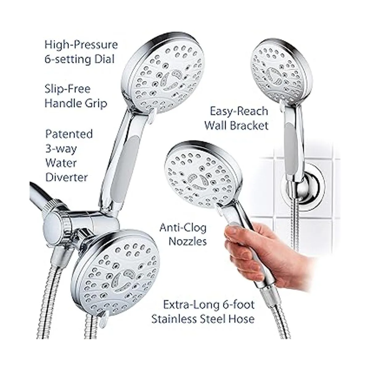 AquaSpa Combo de lujo de 3 vías de alta presión de 48